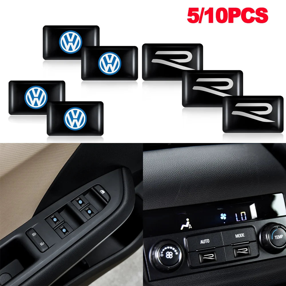 5/10PCS 3D Epoxy Car Interior styling Sticker Decals Decorative Auto Accessories For Volkswagen R golf POLO GTI Tiguan RLINE GTD