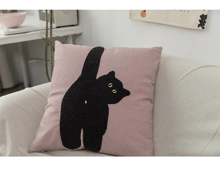 Ins Katze Kissen Dreidimensionale Stickerei Dekorative Kissenbezug Sofa Hause Und Dekoration Kissen Wohnzimmer Kissenbezug – Detail 6
