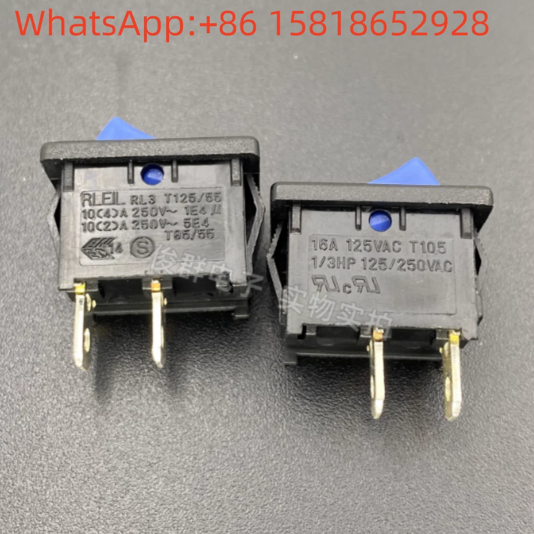 5pcs Taiwan RLEIL RL3 reset rocker switch 2 positions 2 pins normally closed push button power rocker switch 10A blue key