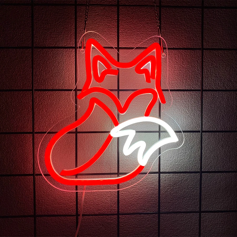 Fox Led Neon Sign, Interesting Animal Icon, Usb Powered, Used For Bedroom, Living Room, Game Room, Bar, Man Cave, Party Decor.