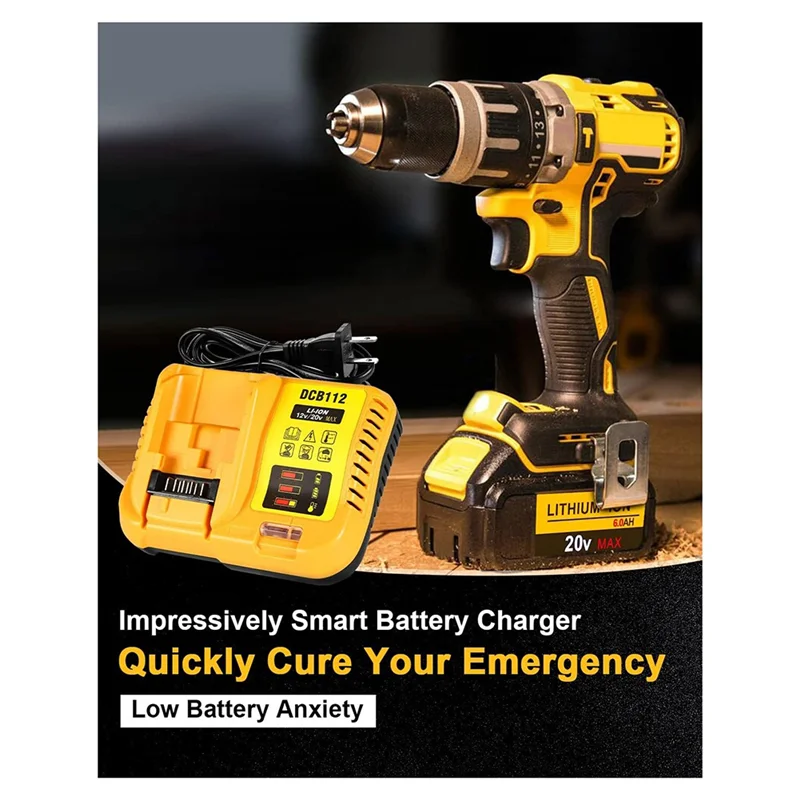 Reemplazo del cargador de batería DCB112 para cargador de batería Dewalt para batería de litio Dewalt 12V 20V Max enchufe de la UE fácil instalación