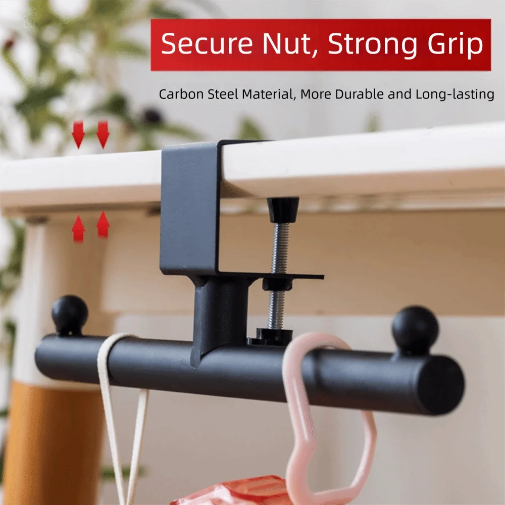 New Adjustable Desk Hook Carbon Steel Easy Install Backpack Holder No-Drill Rounded Corner Multipurpose Hook Office Supplies