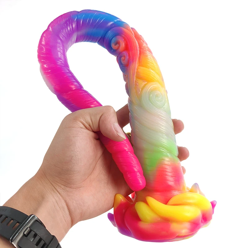 YOCY 16.9Inch Long Butt Plug Unicorn Fantasy Dildo Silicone Soft Anal Plug Glowing In Dark Sex Toy For Women Men Anus Masturbate