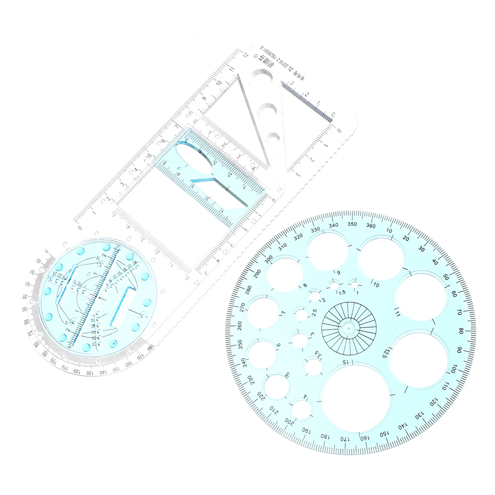 2-delige tekenliniaal stencils geometrische linialen multifunctionele sjabloon plastic sjablonen schoolbenodigdheden