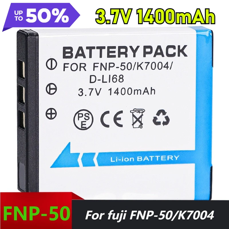 

2PCS 3.7V 1400mAh Camera Batteries for Fujifilm D-LI122 NP-50A NP-50 KLIC-7004 D-LI68 Digital Batteries