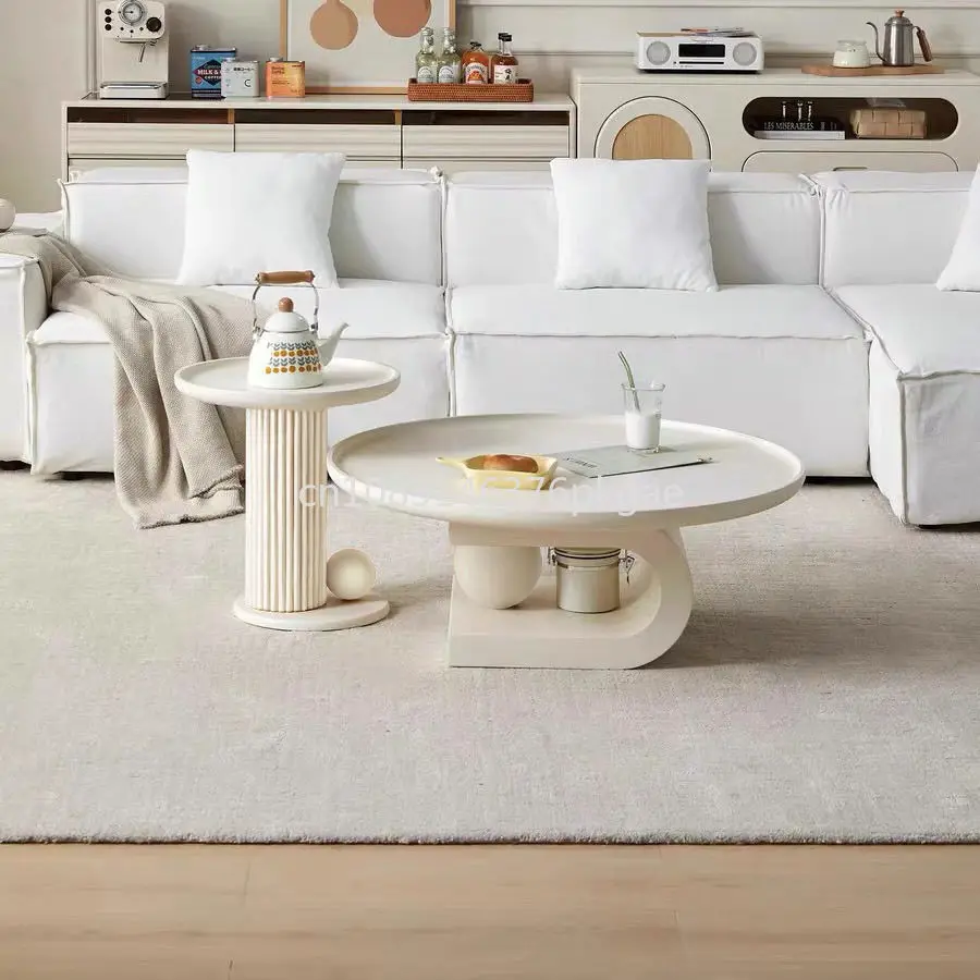 Modern Simple Cream Style Tea Table Combination Creative Living Room Household Furniture Coffee Table