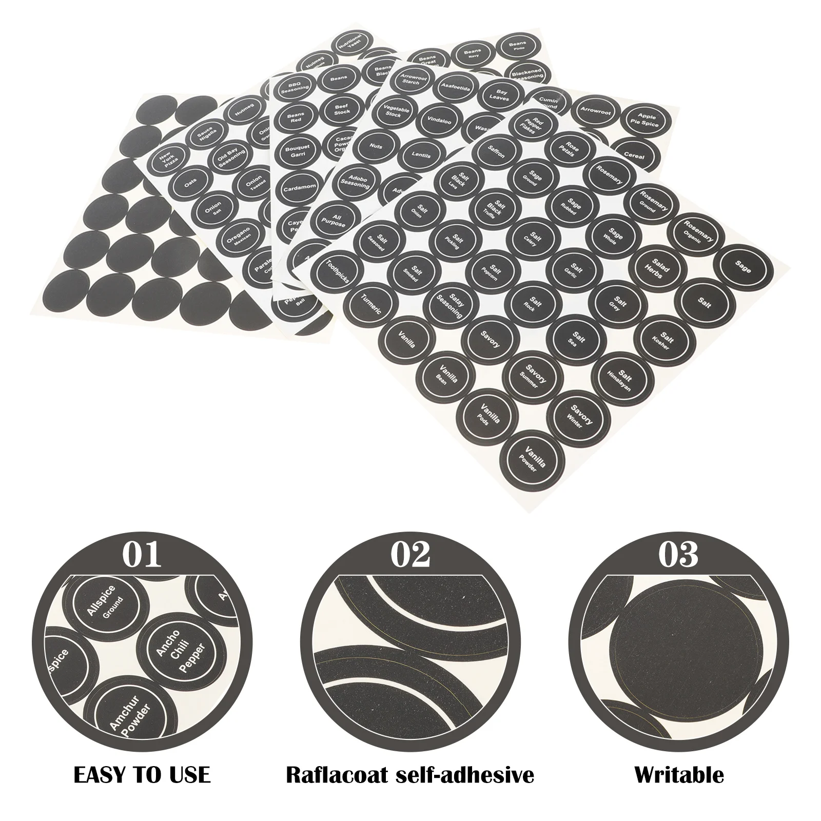 

20pcs Seasoning Bottle Labels Preprinted Kitchen Label Stickers For Spice Jars Self-Adhesive Round Marking Stickers