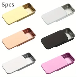 5pcs Metal Rectangular Empty Mini Tin Box Bins Jar Hinged Portable Containers