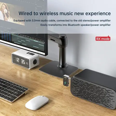 Bluetooth 5.3 Sändare/Mottagare Adapter Trådlös Ljud För Bilmusik Hörlurar Högtalare 3,5 mm Jack AUX Trådlös Ljudadapter 10 best sales trådlös mottagare - №4