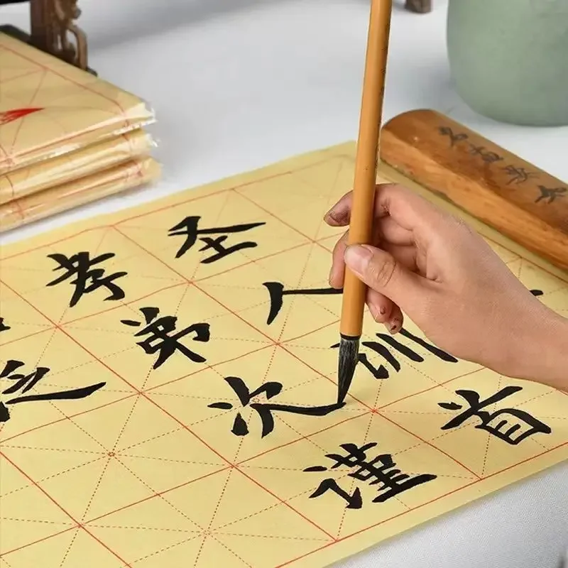 Rice Paper Grids Half Ripe Xuan Paper Chinese Calligraphy Painting Papel Arroz Beginner Brush Calligraphy Writing Practice Paper