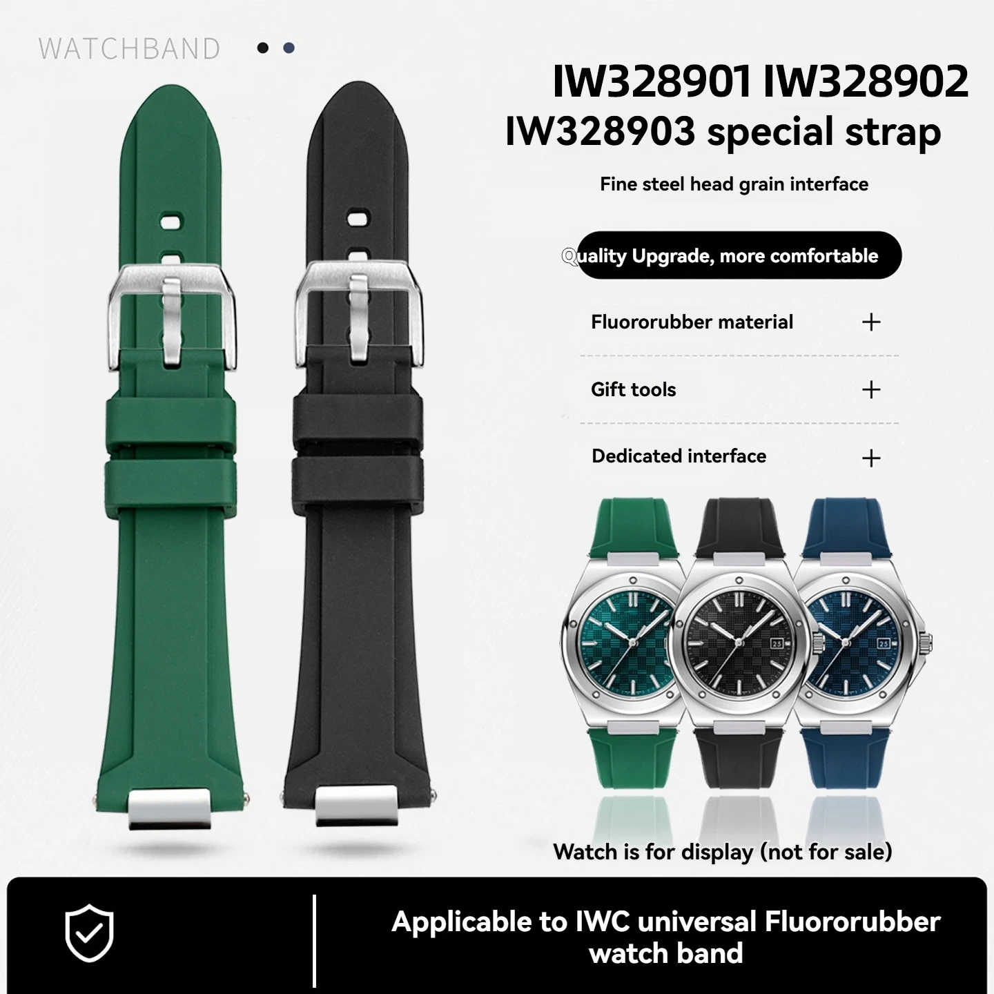 Fluorine rubber Strap For IWC INGENIEUR FAMILY IW328901 328902 328903 328904 IW328907 328908 FKM rubber Watch Band bracelet
