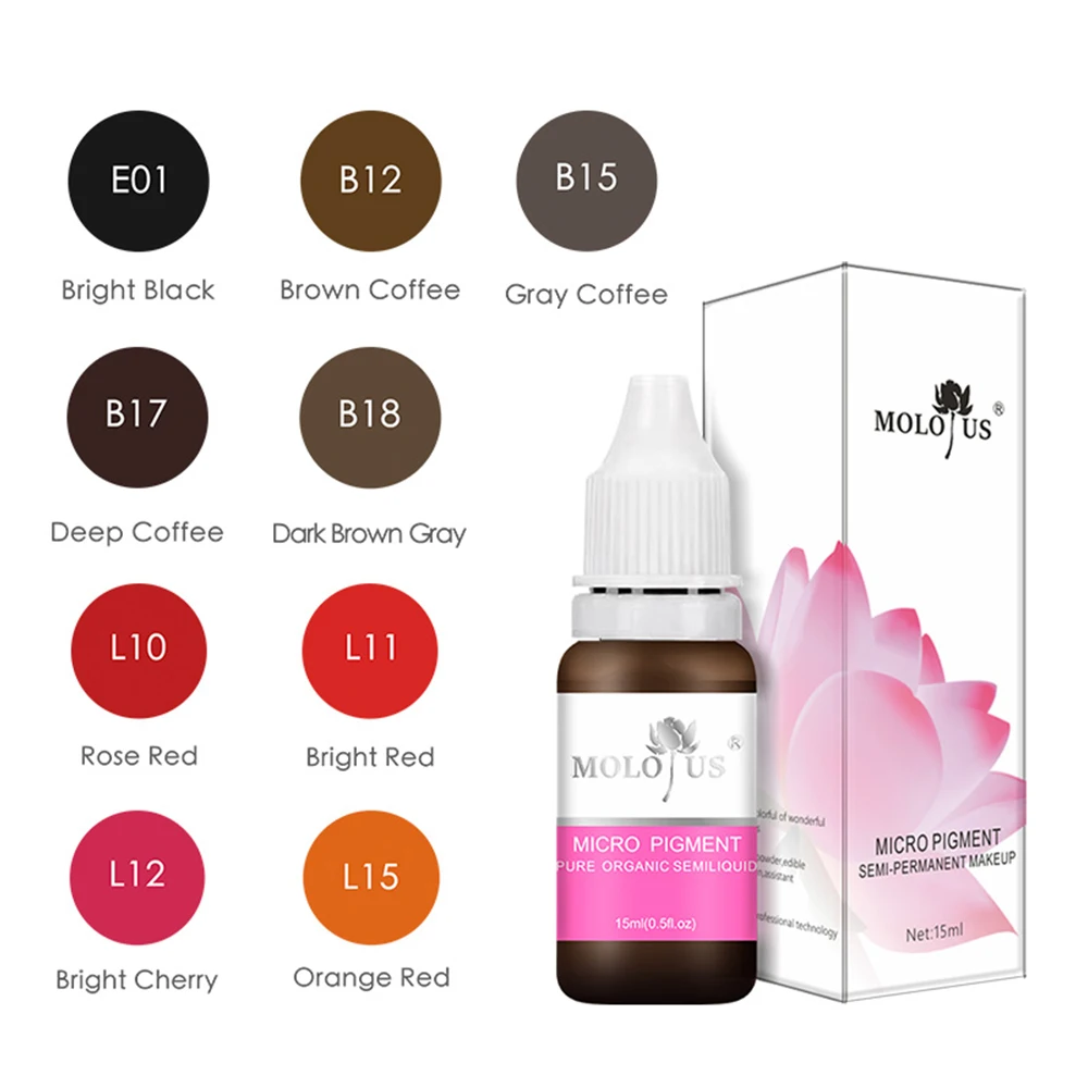 Pigments de tatouage en continu, beauté Microblading Art, lèvres, sourcils, eyeliners, encres pleine taille, fournitures professionnelles, 15ml