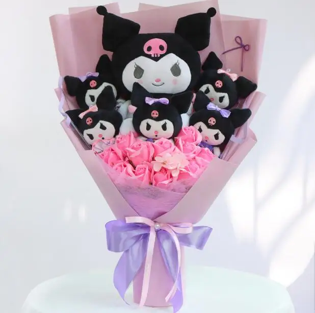 Kawali Kuromi Stuffed Animal Plush Cute My Melody Animal Flower Bouquet Creative child gifts