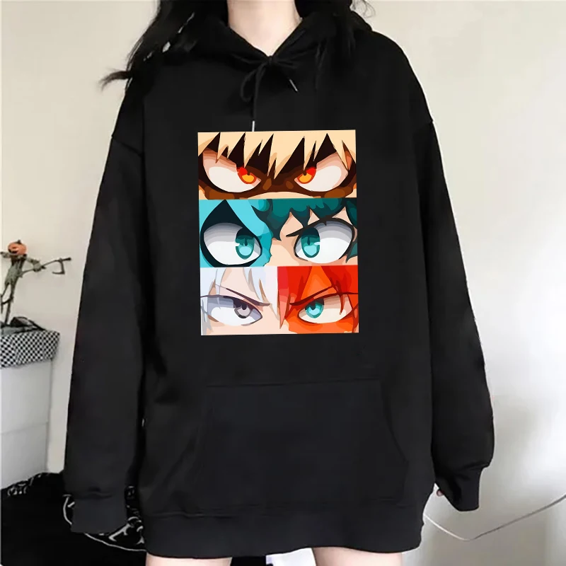 New Fashion Women Men Casual Tops Funny Anime Deku Bakugou Katsuki Todoroki Shoto Printed Long Sleeve Solid Color Loose Tops