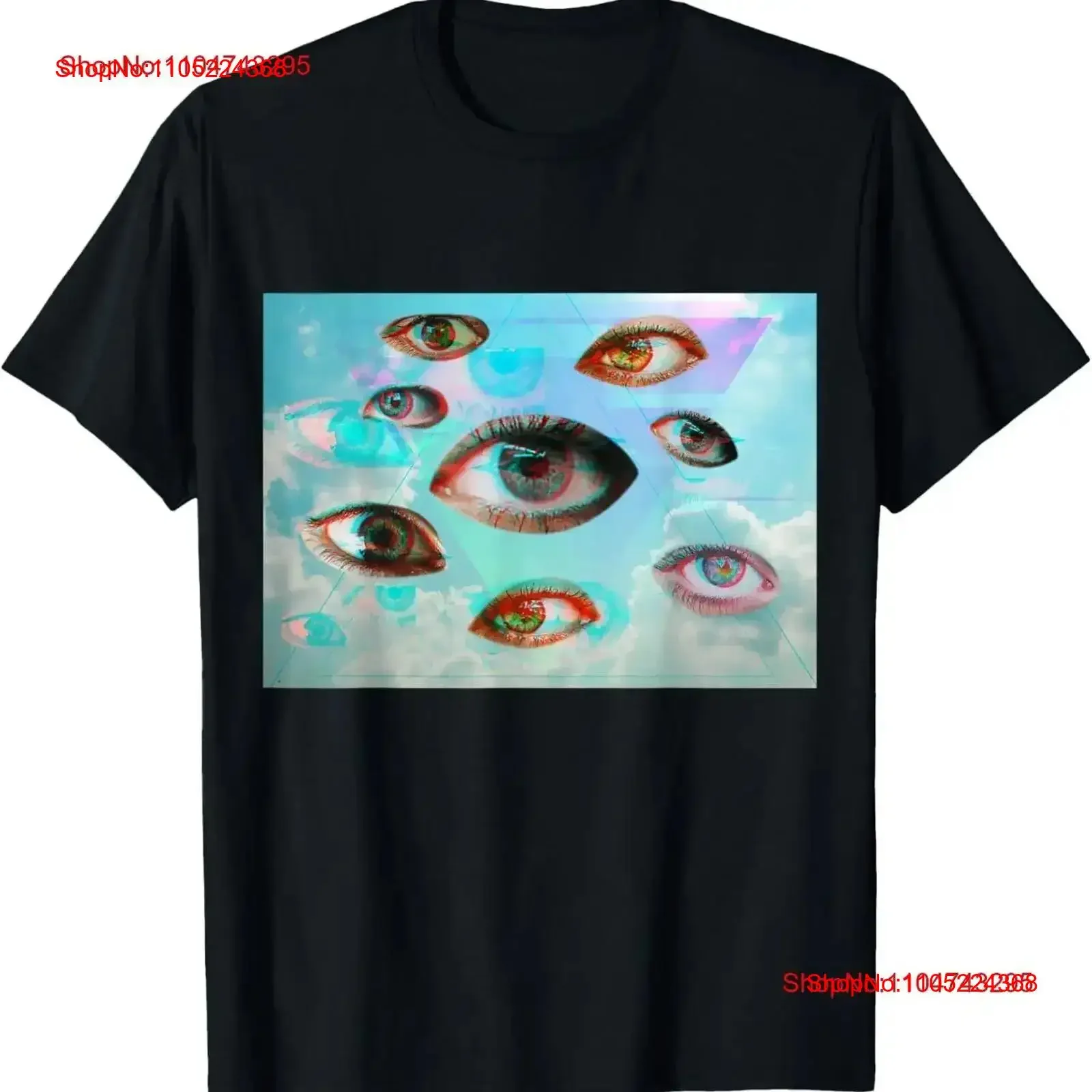 Glitchcore Kidcore Dreamcore Clothes Aesthetic Eyeball Girl T Shirt vintage Washed Casual streetwear fashion Stretched  graphic