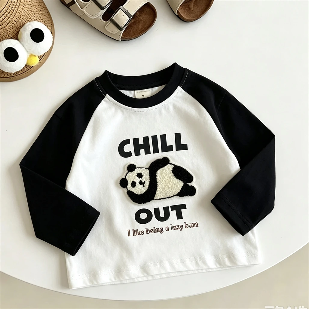 Trendy Long-sleeved Tops Spring Autumn Clothes Lovely Round Neck Base Shirt New Design Printing Base Shirt Pure Cotton Wear