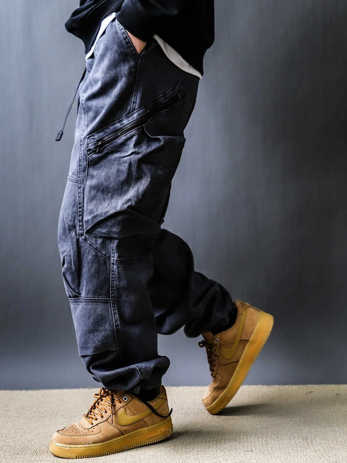 

American Sle Retro Workwear Pants Men's Autumn Winter Loose Straight Leg Trendy Brand Cuffed Waed Casual Trousers