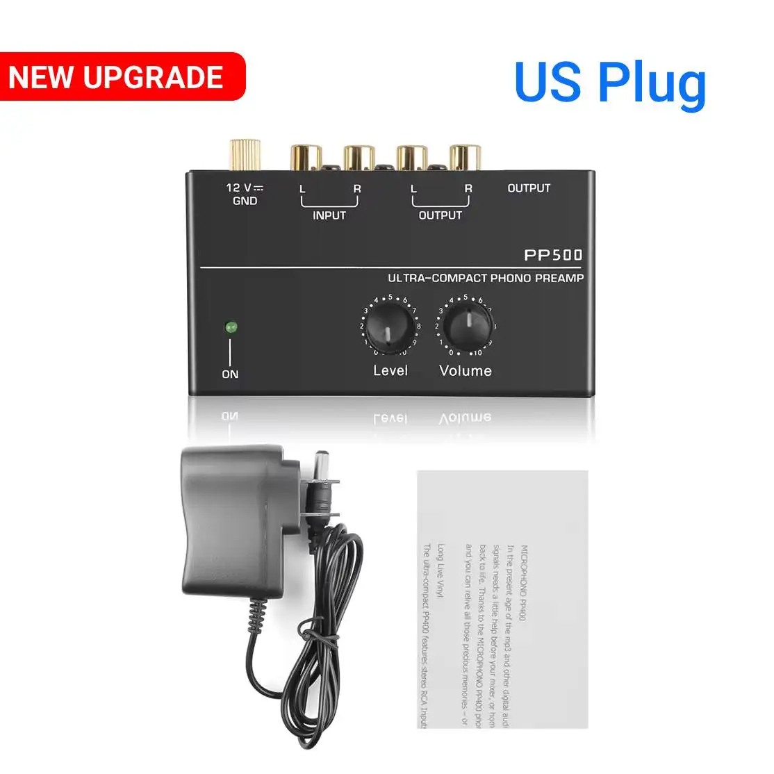 PP500 Phono Voorversterker Voorversterker Hoofdtelefoon Voorversterker Microfoon Vergroten Mixer met Niveau Volumeregeling voor Vinyl Draaitafel