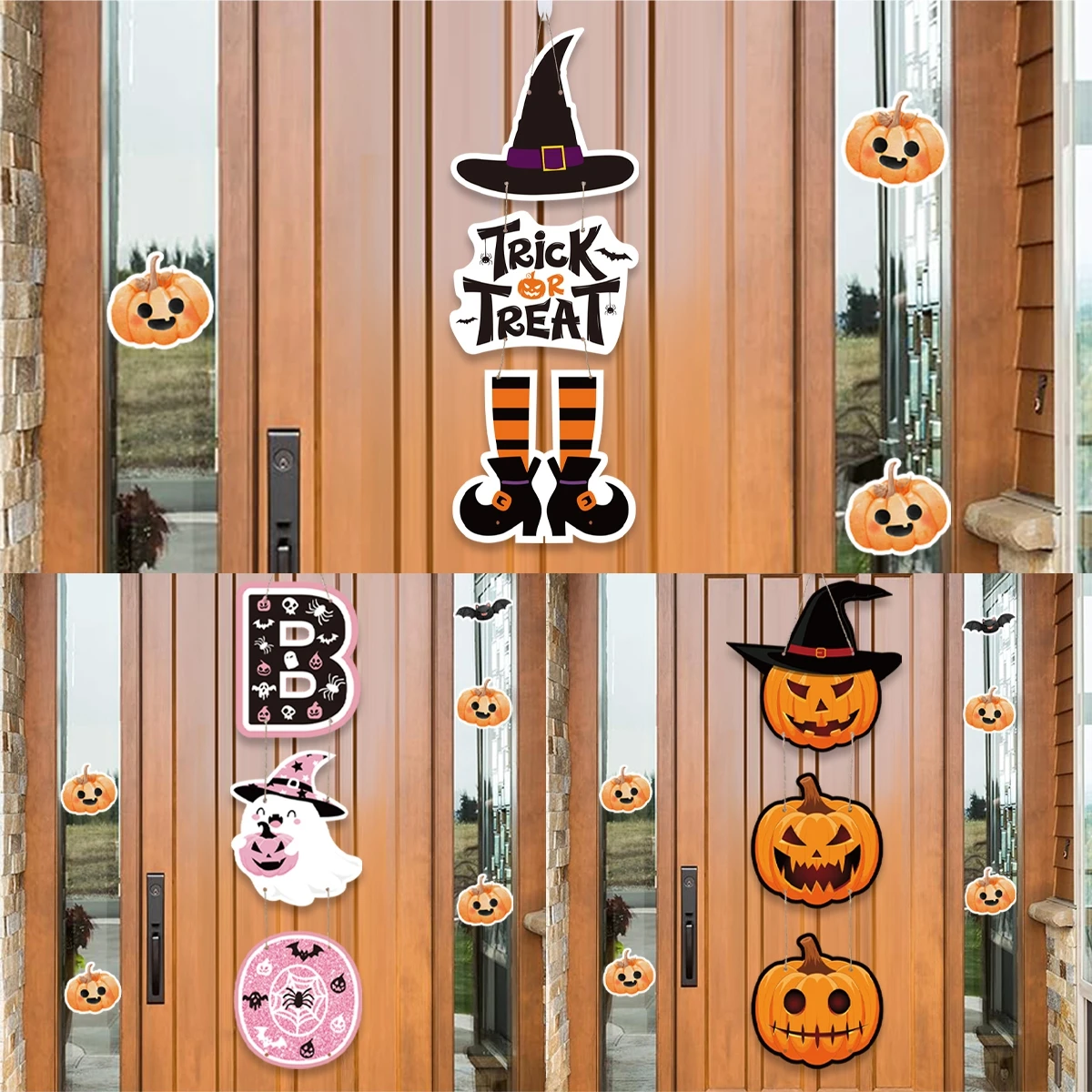 

Halloween Door Hanging Flag Trick Or Treat Pumpkin Door Decoration Happy Halloween Wizard Hat Decor Halloween Boo Ghost Decor