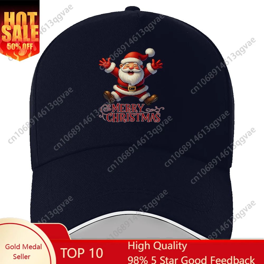 

1pc Santa Claus jumps like a cheerful bird, hiding his uncontrollable excitement Lightweight unisex cap, adjustable cap, perfe