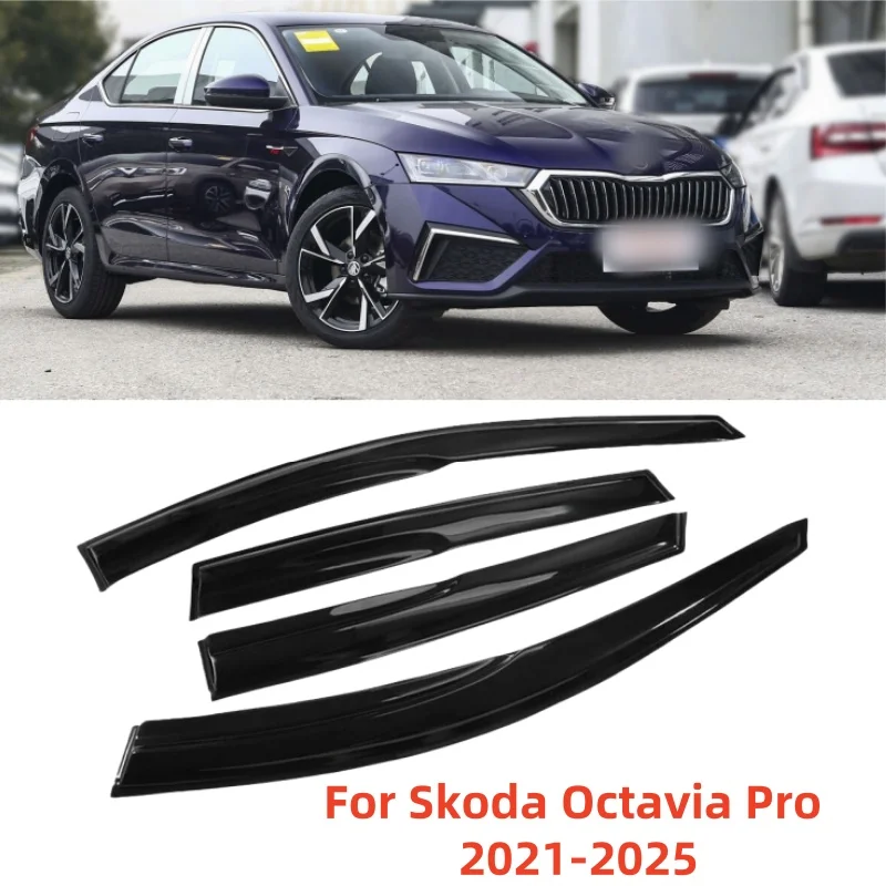 

For Skoda Octavia Pro 2021 2022 2023 2024 2025 Window Visors Rain Sun Guard Vent Wind Deflector Weathershield Moulding Trim