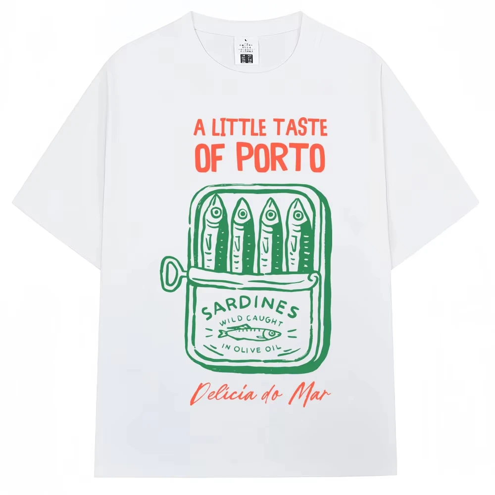 A Little Taste of Porto Sardines Graphic T Shirt Fashion Vintage Men Women Food Lover T-shirts Oversized Cotton Casual T Shirts