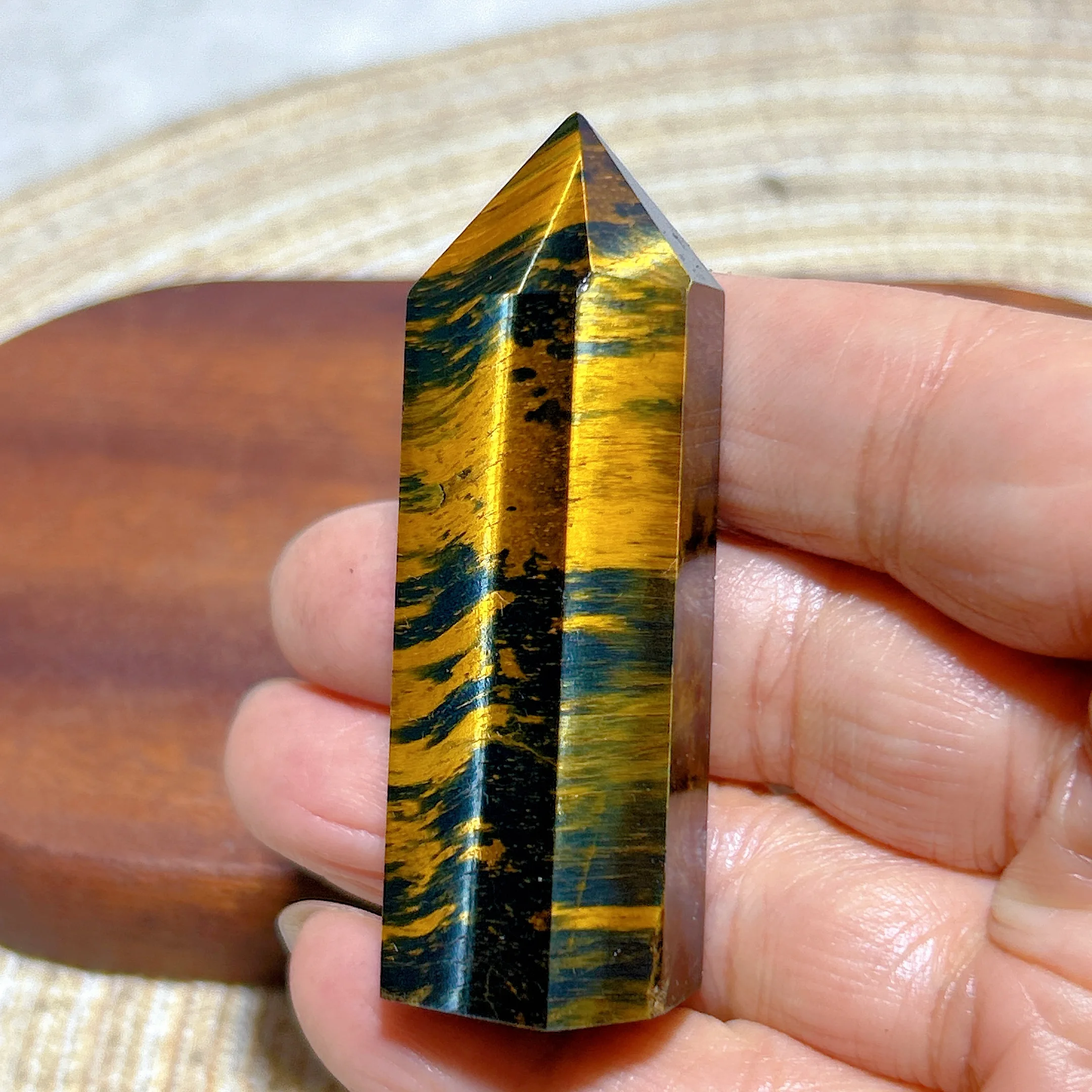 High Quality Natural Crystal Blue Golden Flashy Tiger Eye Tower Healing Gemstone Mineral Energy Reiki Home Decorations Gift