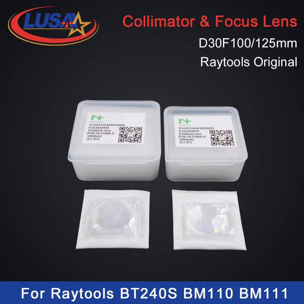 LUSAI Raytools Original Collimator Lens Focus Lens D30F100 F125mm For Raytools BT240S BM110 BM111 Fiber Laser Cutting Head