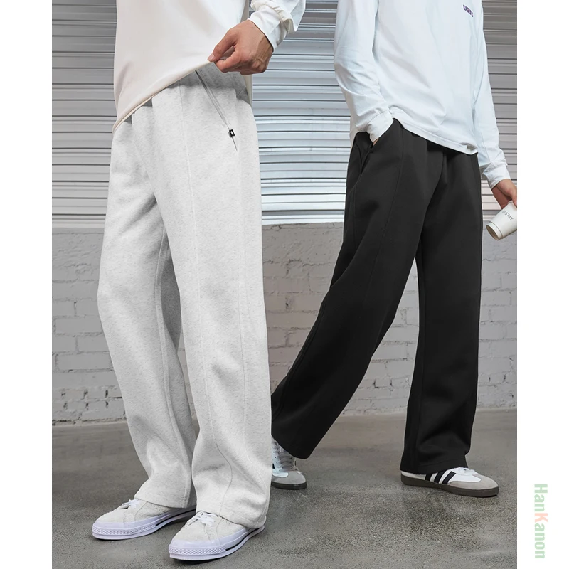 กางเกงวอร์มขาตรงแบบถักสำหรับผู้ชาย สไตล์อเมริกันลำลอง เหมาะสำหรับเล่นบาสเกตบอลและวิ่ง ผลิตจากผ้าฝ้าย 64% ระบายอากาศได้ดี ซับเหงื่อ