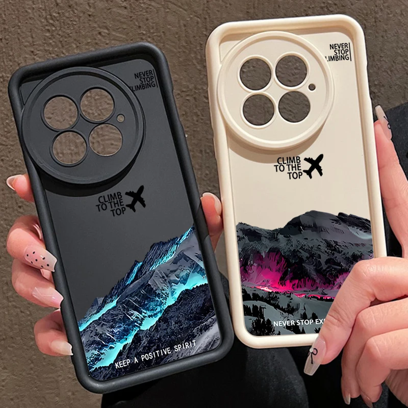 Phone Case For OnePlus 13 12 Airplane Snow Mountain Patterned Shockproof Bumper Soft Cover Fundas For OnePlus 13T 13R 12R 11R