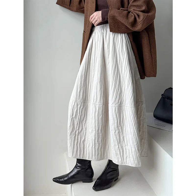 

Женская юбка-миди с высокой талией, трапециевидной формы в винтажном стиле, эластичная, удобная, повседневная, осень-зима