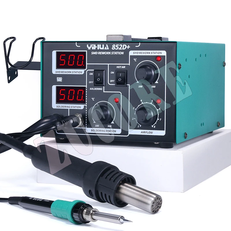 YIHUA 852D+Pump Air Flow Adjustable Hot Air With Soldering Soldering Station 2 in1 hot  desoldering station