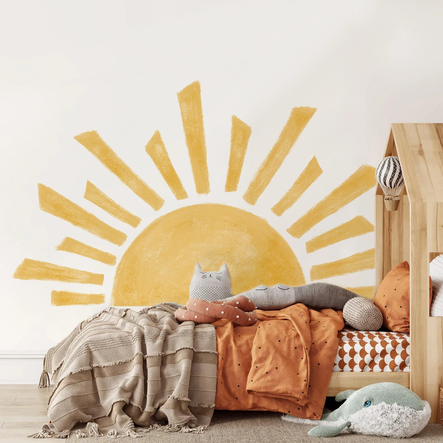 Half Sun Wallpaper Decal Sunshine Wall Stickers For Kids Room Boho Nursery Boys Girls Baby Bedroom DIY Cartoon Home Decoration