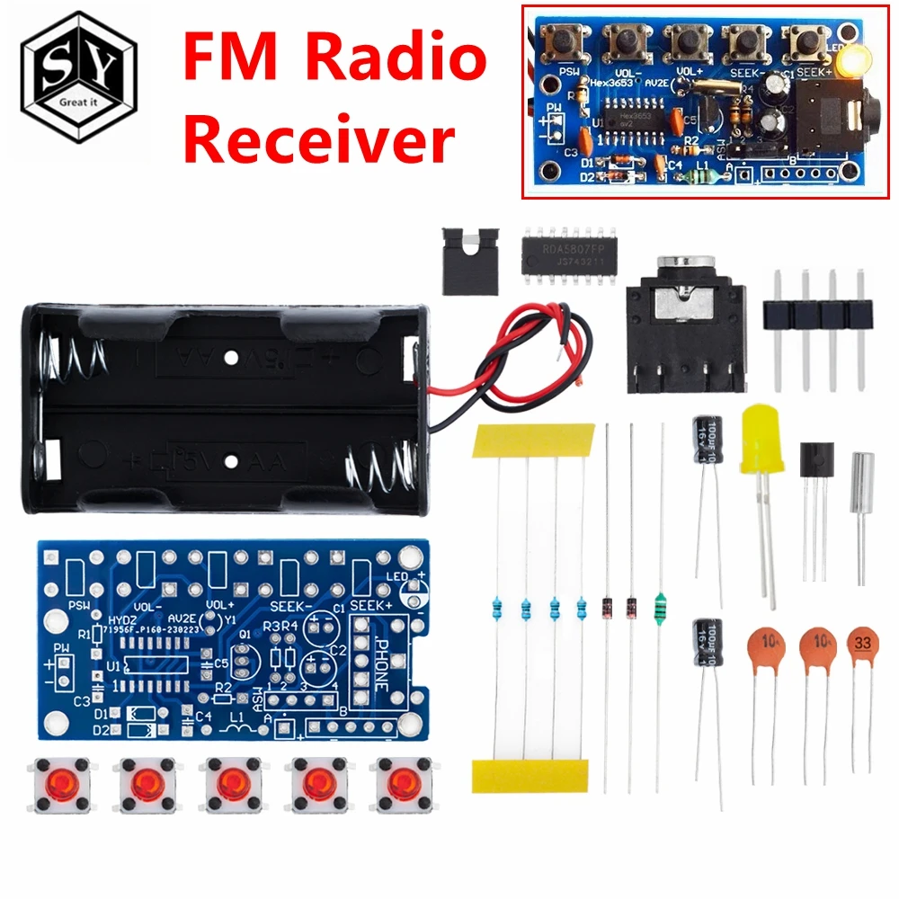 BAISHUN  DIY Electronic Kits Wireless Stereo FM Radio Receiver Module PCB 76MHz-108MHz DC 1.8V-3.6V