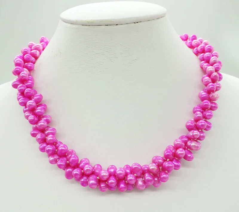 It is great alone. 6-7MM 3 strands of rose red freshwater pearl necklace, very classic and beautiful 19