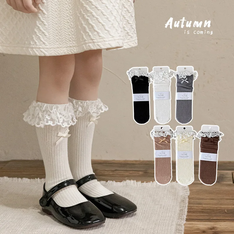 bonito-criancas-meninas-meias-de-cano-medio-algodao-macio-doce-estilo-lolita-meia-babados-arcos-empilhaveis-ballet-bezerro-meias-para-criancas-da-escola
