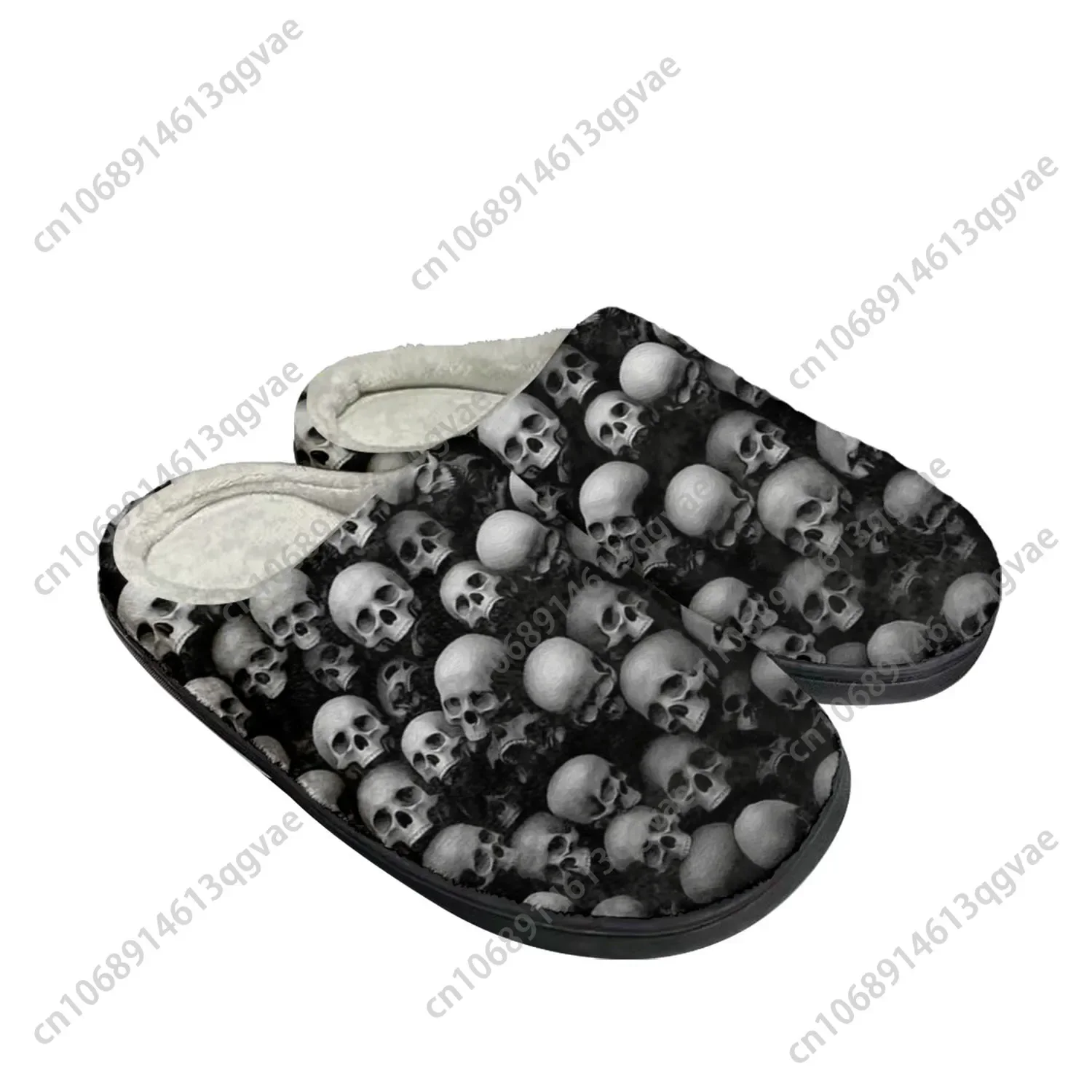 Skull Pop Hot Fiery Home Cotton Custom Slippers Mens Womens Sandals Plush Bedroom Casual Keep Warm Shoe Thermal Slipper Black