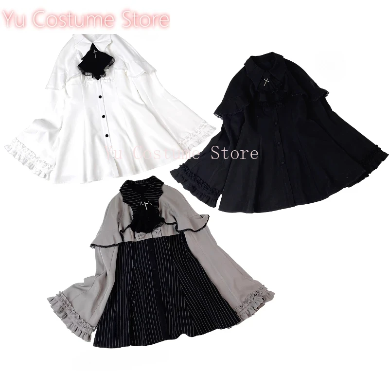 

Vintage Lolita Style Mini Dress Set Women Gothic Y2k Loose Flare Sleeve Fake Two Party Dresses Female Kawaii Cute Yu Costume
