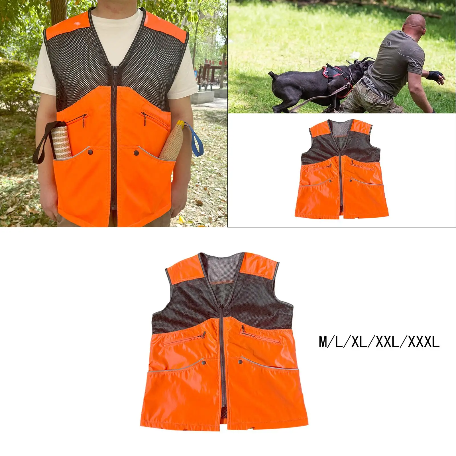 

Summer Dog Handler Training Vest with 6 Large Pocket Accessory Lightweight Multipurpose Orange Pet Owner Vest Sleeveless Clothes