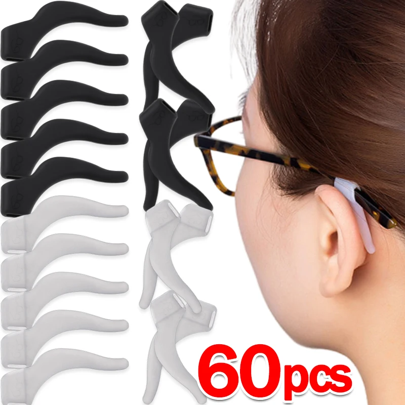 

2-60pairs Silicone Anti-slip Ear Hooks Women Men Antiskid Glasses Leg Ear Sleeve Clear Anti-fall Eyewear Holder Accessories