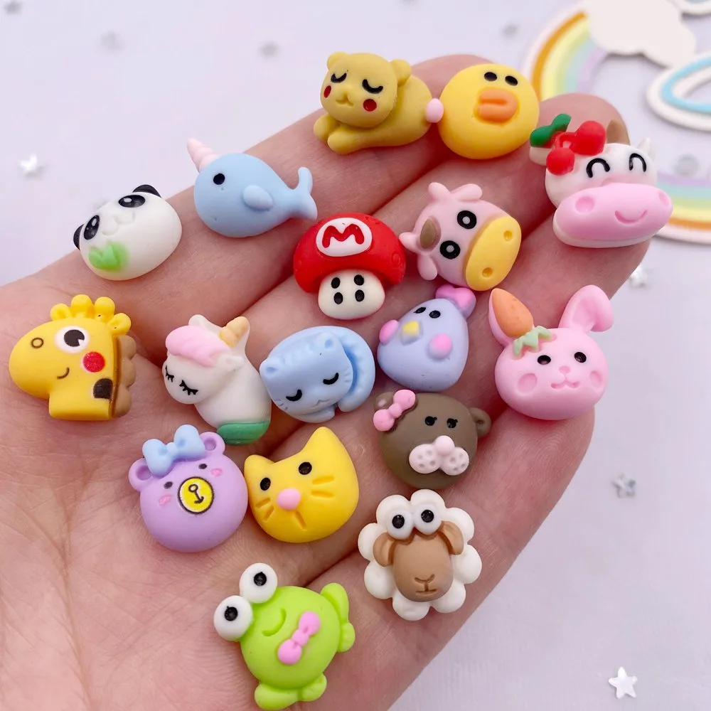 Resin Colorful 3D Mini Rabbit Frog Cat Bear Unicorn Flatback Figurines Scrapbook DIY Hair Bow Hairpin Craft Decor Accessories M4