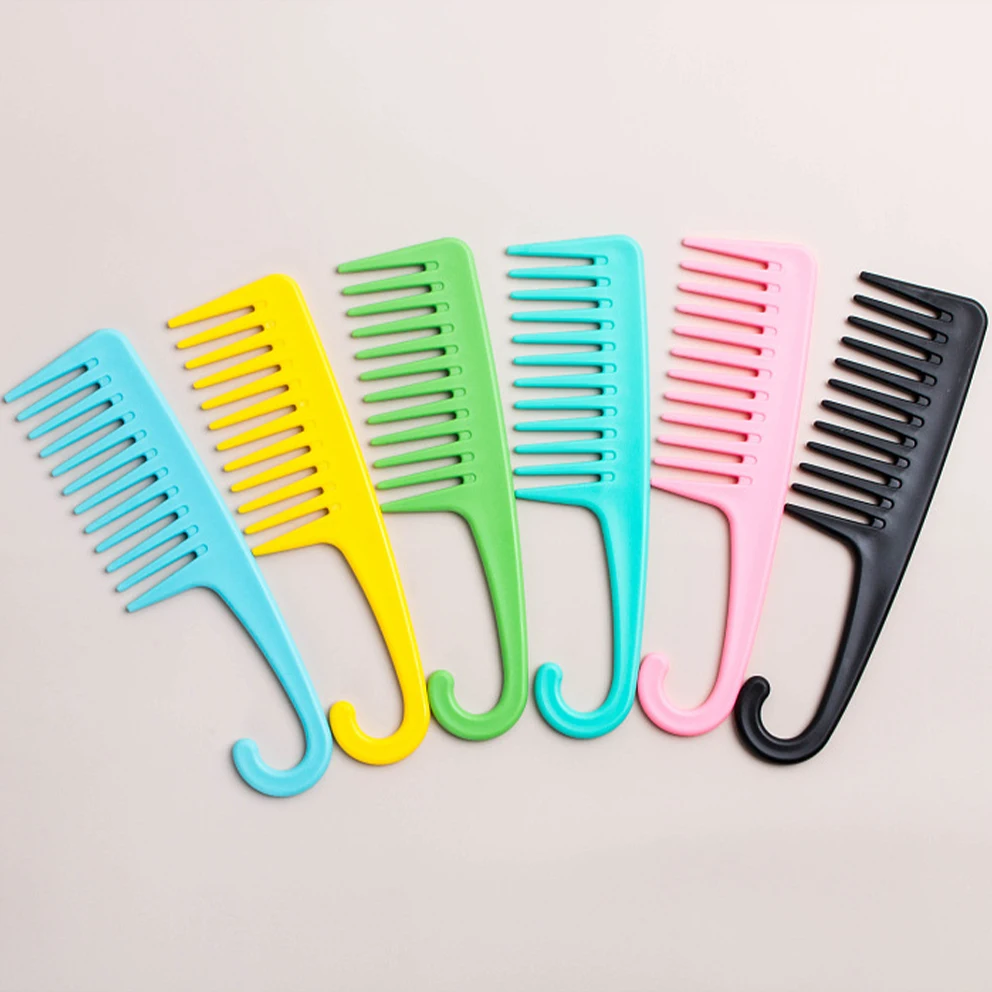 1PC Colorful large curved combanti-static large teeth wide curved hook split seam comb men's and women's household plastic comb