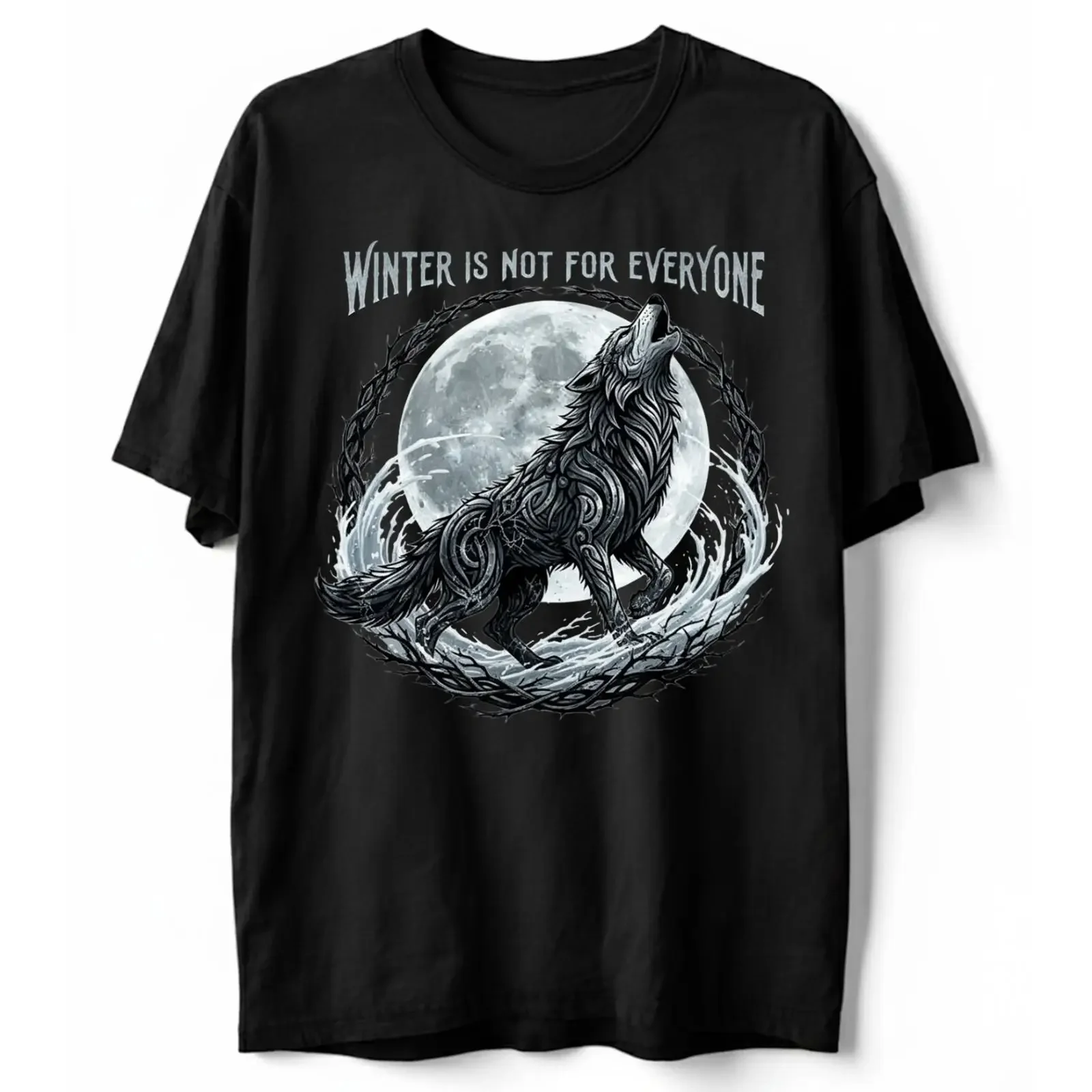 Winter Is Not for Everyone T Shirt Howling Wolf Moon Gothic Dark Fantasy  vintage Washed graphic Top For Everyday Wear