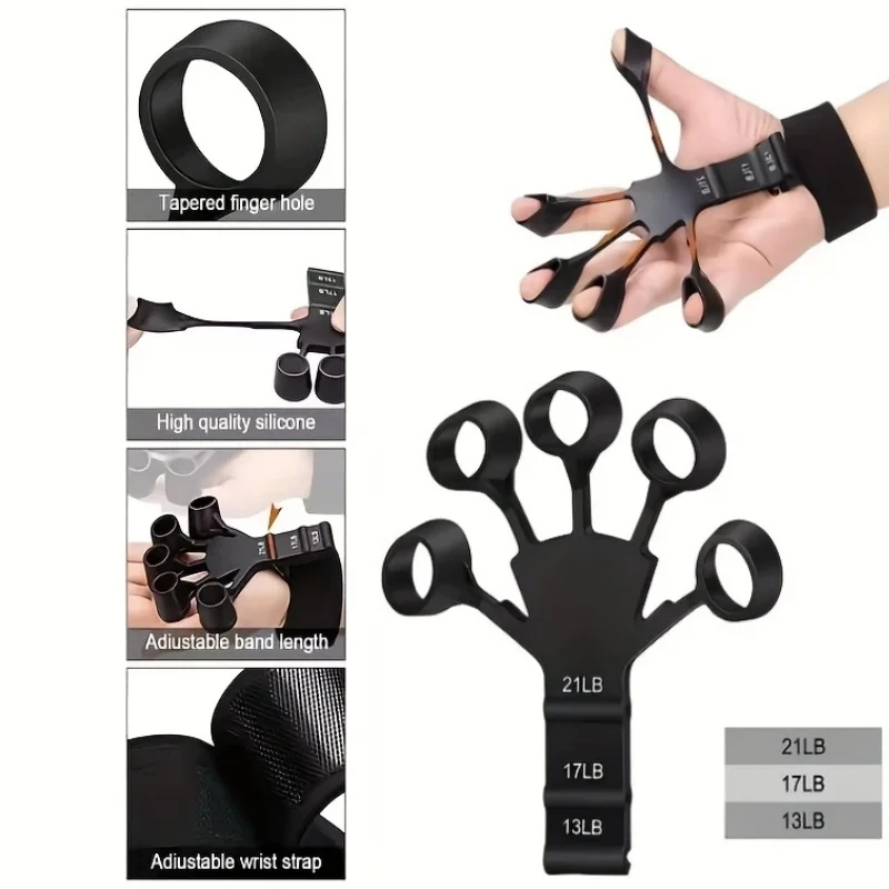 Entraîneur de force des doigts et des poignets en silicone à 5 doigts, pour la thérapie des mains, la circulation veineuse et la récupération
