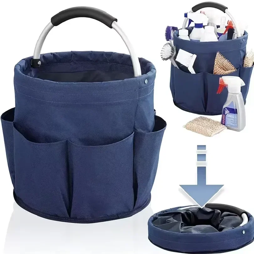 17L Large Storage Organiser Bag Folding Basket Picnic Tote Outdoor Cleaning Caddy with Handle Tool Bag Cleaning Supplies