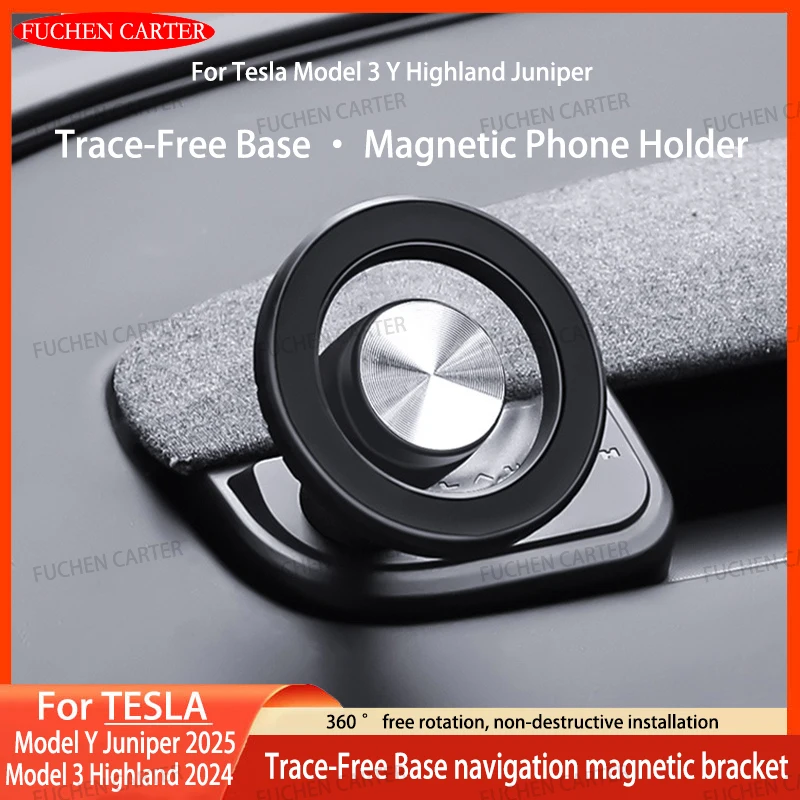 

Для Tesla Model Y Juniper 2025 Model 3 Highland 2024 2025 Сильный магнитный регулируемый автомобильный кронштейн для телефона Виброзащитный держатель