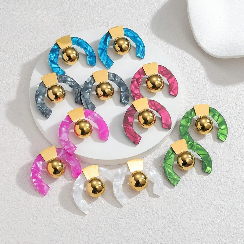 PRISCA | New Fashion Metal C-shaple Earring Stainless Steel Women Hip Hop Punk Jewelry Gold Hot Sale