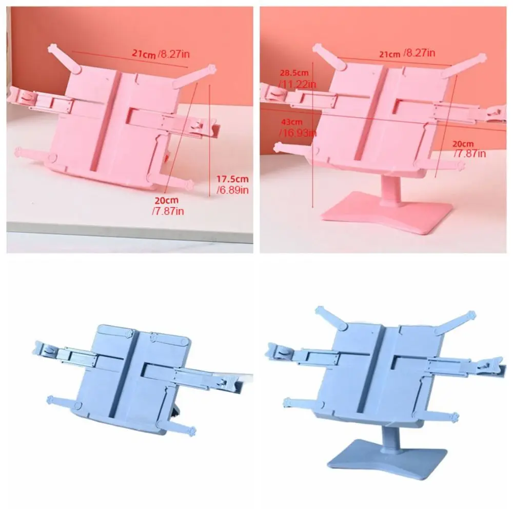 Adjustable Angle Lifting Landing Book Stand Extendable with Clip Reading Bookshelf Anti-slip Mat Plastic Book Holder Pad