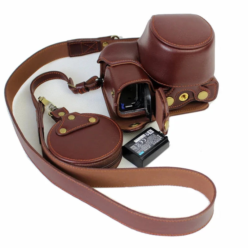 

Genuine Leather Case Camera Bag For SONY A6400 A6300 A6100 A6000 ILCE-6300 A6100 protective Cover shell With Battery Opening