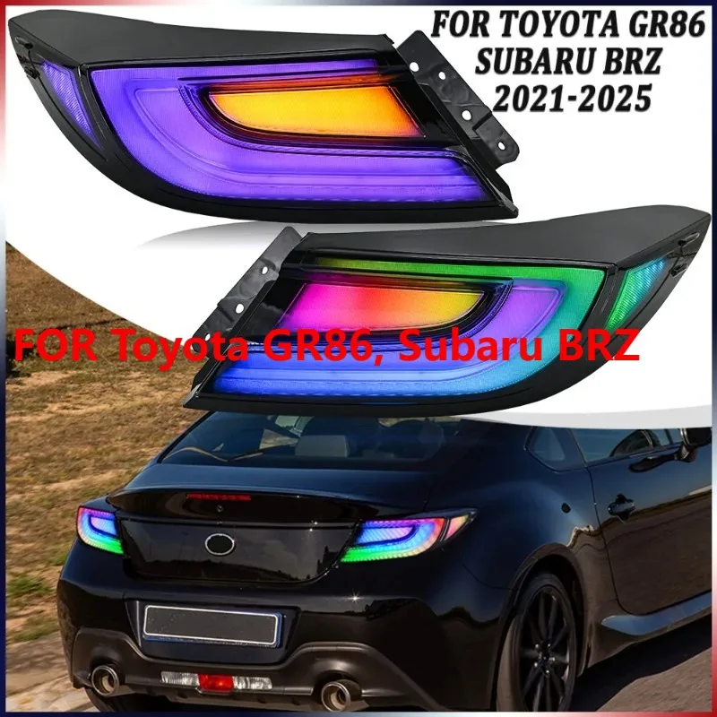 

Для Toyota GR86 Subaru BRZ 2021-2025 RGB светодиодные задние фонари в сборе дымчатые задние фонари левый + правый указатель поворота Plug and Play
